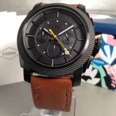 Men's Fossil Machine Brown Leather Chronograph Watch